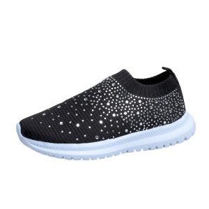 Cross-border foreign trade large size spring new fashion casual rhinestone flying woven women's sports style casual shoes