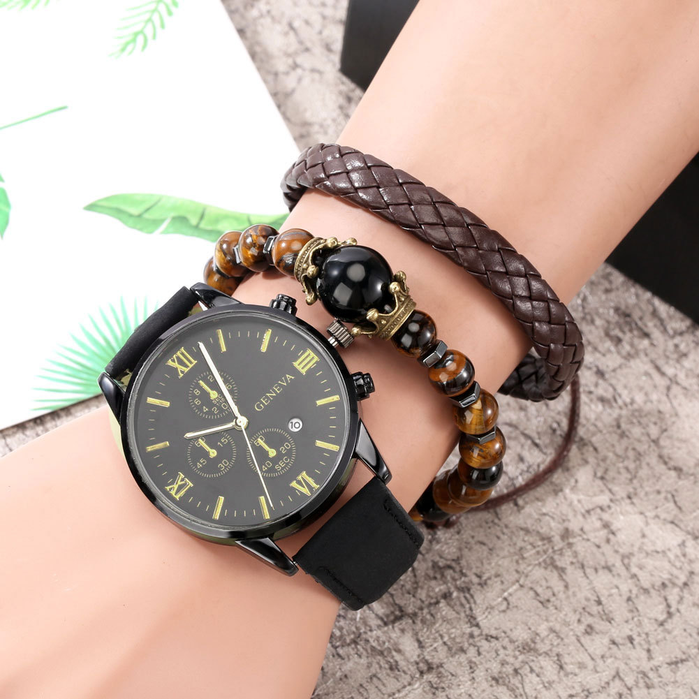 2022 new foreign trade hot selling men's set gift watch 3pcs bracelet three-piece men's watch calendar watch - Image 13