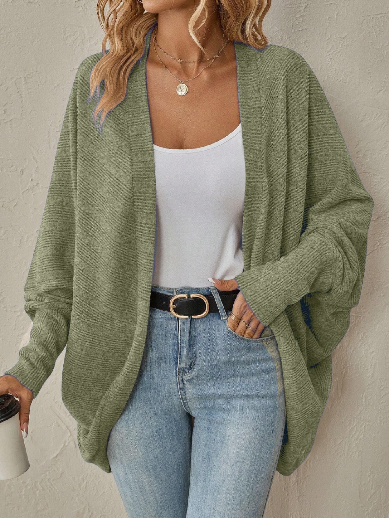 2025 European and American women's clothing autumn and winter new knitted cardigan AliExpress solid color cardigan mid-length knitted sweater - Image 8