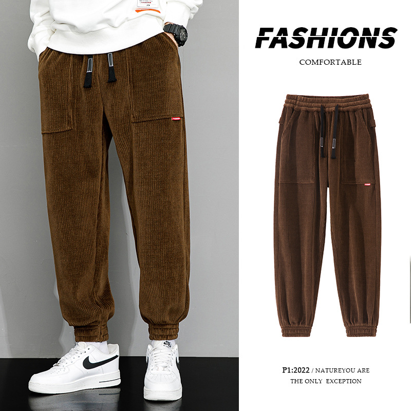 JYF-G50 men's large size autumn tide brand loose and fat to increase all-match wide-leg men's sports casual sweatpants - Image 9