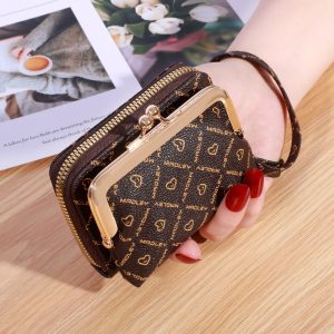 New style wallet women's fashion wrist strap short coin purse large capacity coin clip bag multi-card card holder wallet