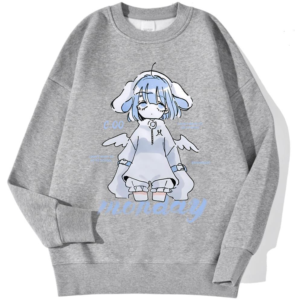 Harajuku Anime Girl Design Sweatshirts Couples Kawaii Hoodie - Image 6