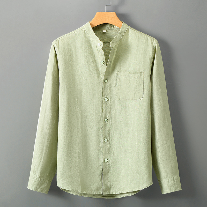 Summer linen short-sleeved shirt for middle-aged men's business casual pure linen pocket shirt loose cardigan half-sleeved linen clothing - Image 16