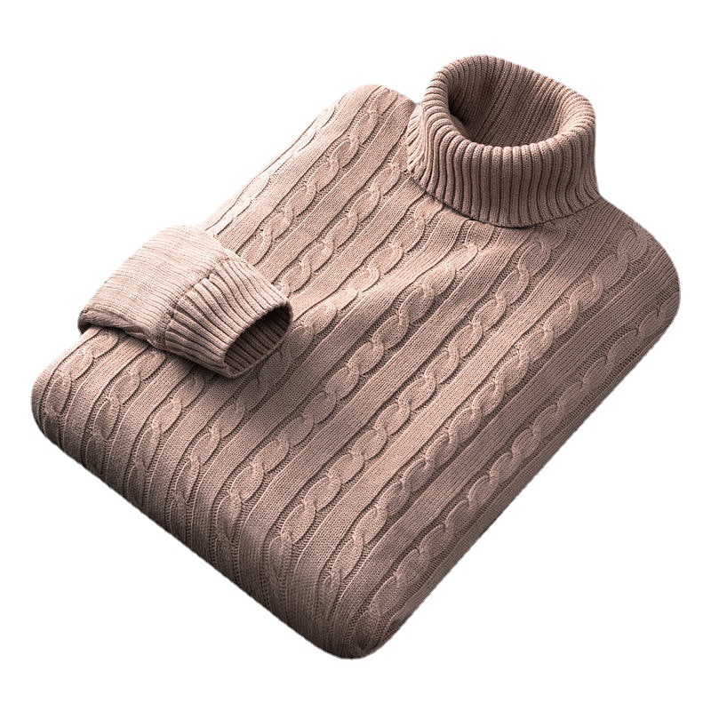 Foreign trade solid color sweater men's turtleneck jacket trendy Korean version loose plus size casual all-match knitted pullover - Image 5