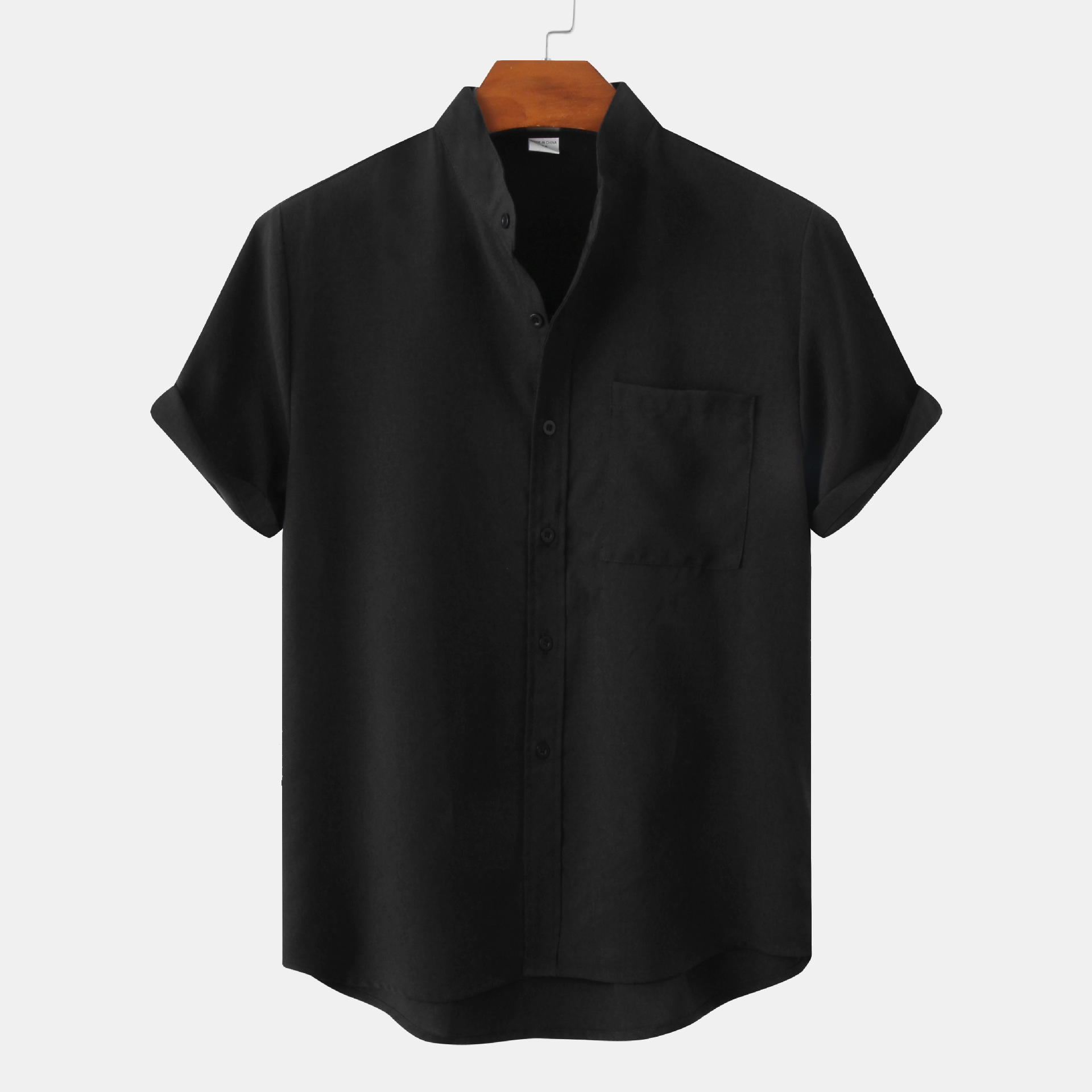 2024 Summer New Men's Wish Amazon AliExpress Hot Selling Source Short Sleeve Solid Color Cotton and Linen Men's Shirt - Image 5