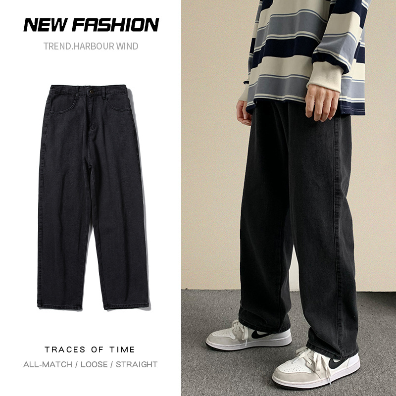 spring summer Hong Kong style men's loose straight jeans - Image 7