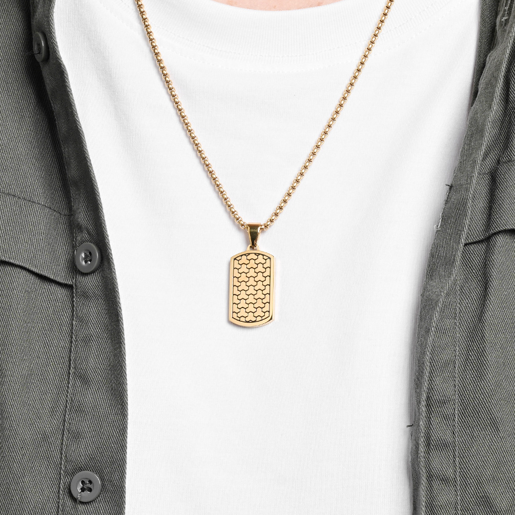 Original new stainless steel soccer ball textured tag pendant, titanium steel men's trendy hip-hop style necklace jewelry - Image 4