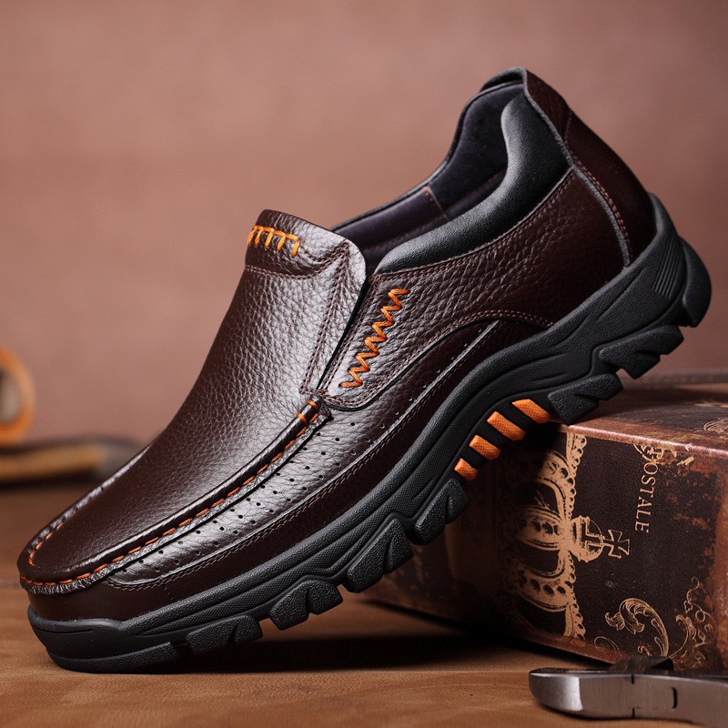 Factory direct sales autumn new genuine leather casual business leather shoes for men lightweight breathable non-slip middle-aged and elderly dad shoes - Image 6