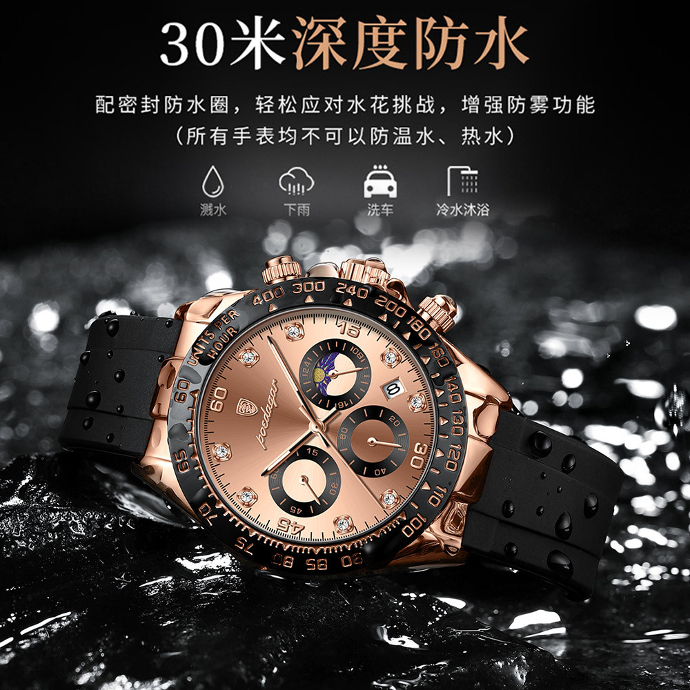 Swiss brand men's watch, multi-functional silicone wristwatch, popular in live streaming and export markets, dropshipping available. - Image 3
