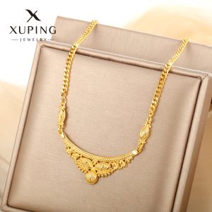 Xuping Jewelry Foreign Trade Cross-border Dubai 24K Plated Bridal Necklace for Women, Fashionable Retro High-End Necklace