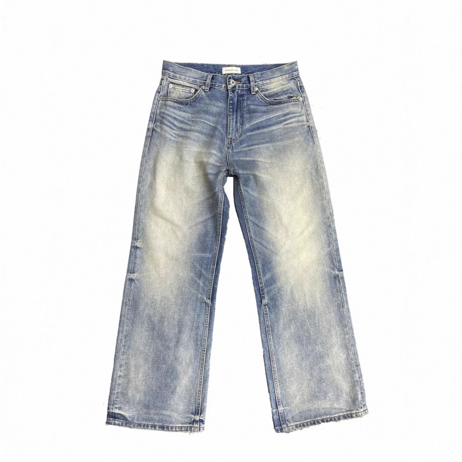 Jimo self-owned TBR Niu Wang series 05 A-line version washed blue straight loose cleanfit jeans - Image 6
