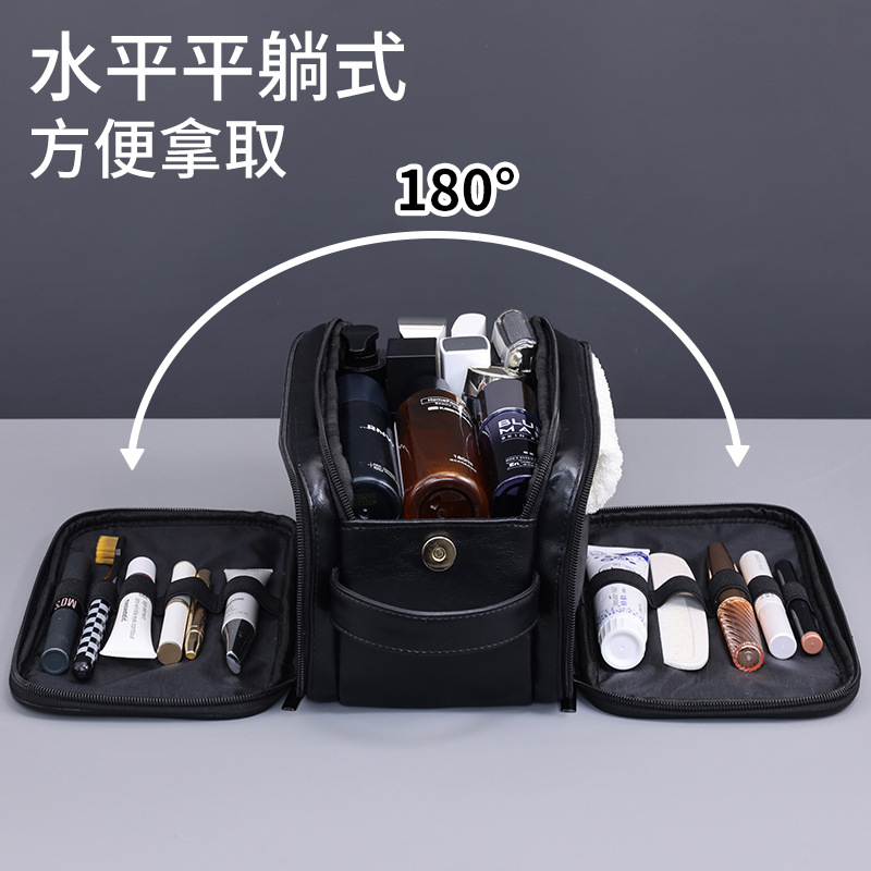 Cross-border, three-opening, multi-purpose business travel toiletry bag, high-end, large-capacity, multi-functional travel portable cosmetic bag/storage bag. - Image 2