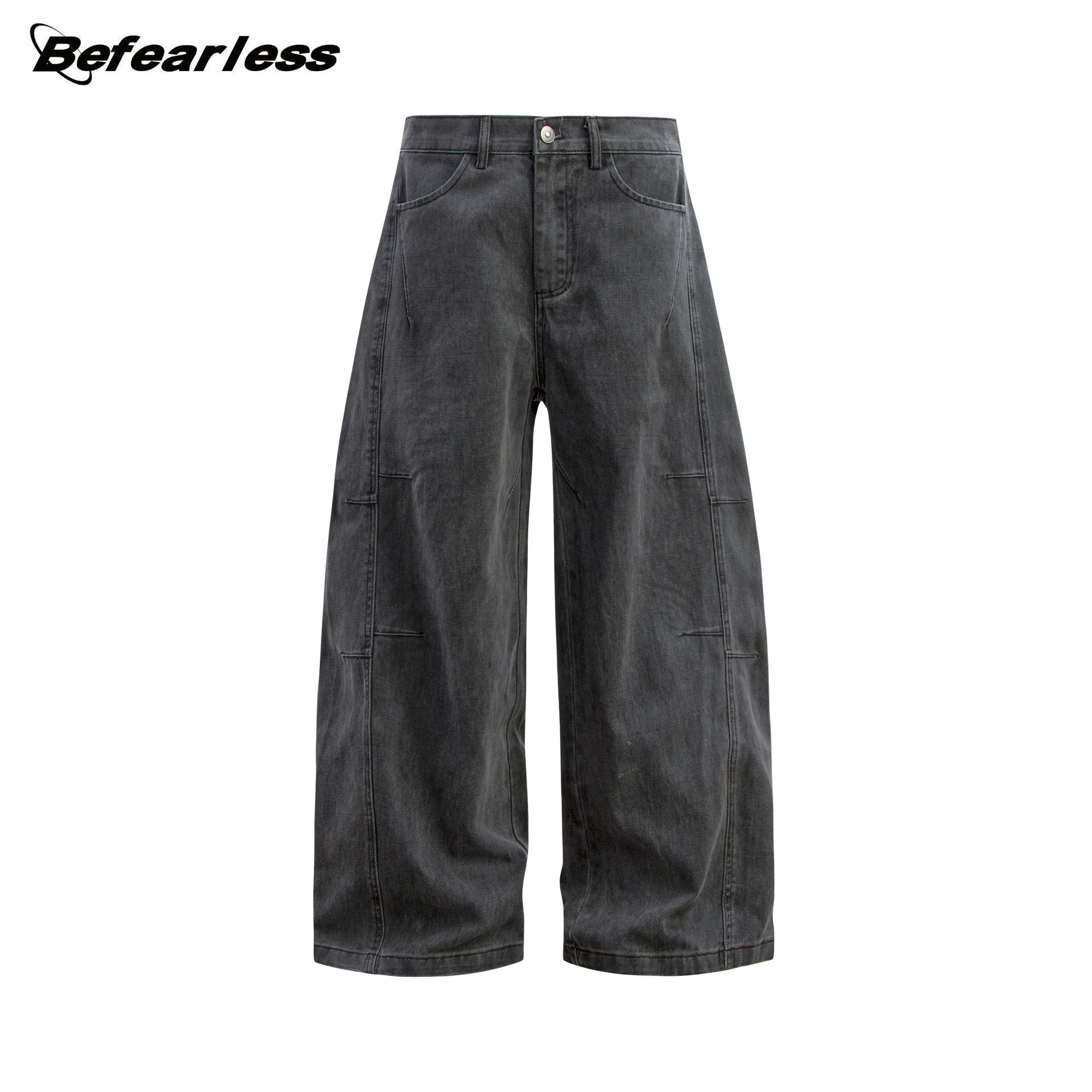 American retro raw denim scimitar jeans loose drape wide-leg pants sickle pants men's summer long pants - Image 6