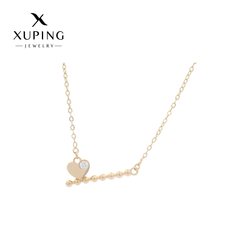 Xuping's new minimalist and cool-style heart-shaped fashionable and unique clavicle necklace with artificial gemstone design is versatile and easy to match. - Image 6