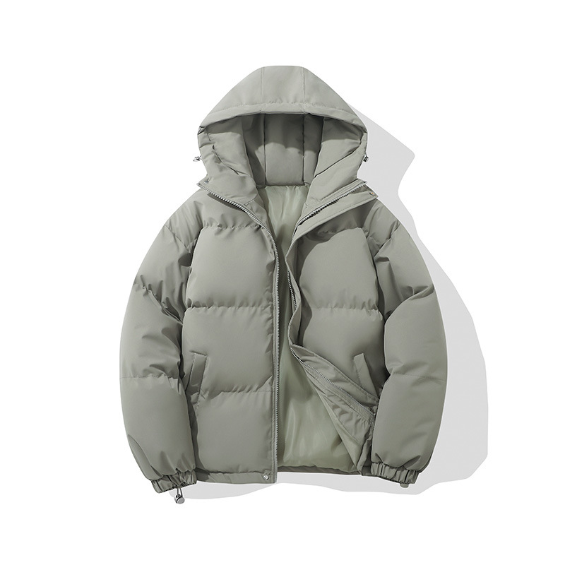2025 new solid color hooded cotton coat for men and women winter couple Korean loose warm cotton coat casual bread cotton coat - Image 4