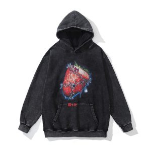 TKPA American hip-hop portrait printed washed hooded sweatshirt for men and women retro trendy brand old loose and versatile jacket