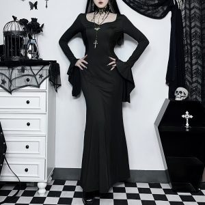 CF23415 new summer style elegant slim long skirt Addams Family heroine Teece fishtail skirt women's clothing