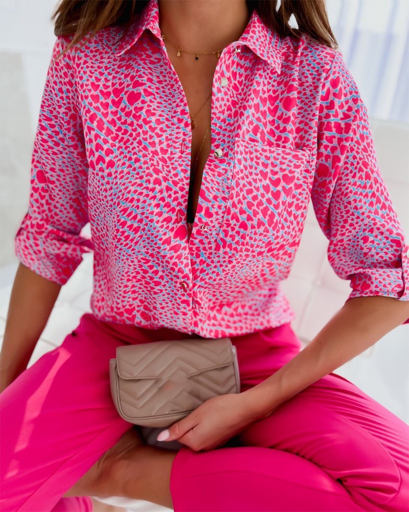 2023 European and American foreign trade women's clothing cross-border spring and autumn tops independent station Amazon long-sleeved shirt printed shirt women - Image 17