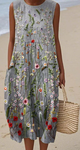2025 European and American spring and summer new sleeveless casual printed temperament long dress slim small fresh casual dress - Image 13
