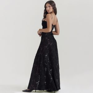 European and American style 2023 new summer cross-border women's fashionable tube top one-line collar temperament evening dress dress