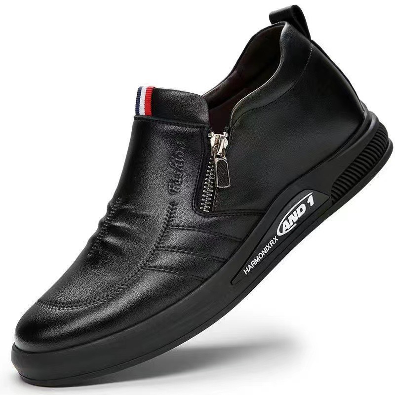 2023 new men's casual leather shoes fashion all-match inner heightened white shoes cover feet spring and summer British men's cross-border Doudou shoes - Image 4