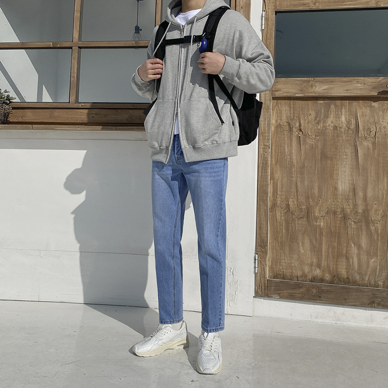 MYQ men's autumn nine-point straight-leg jeans loose-fitting Korean style trendy slim-fitting handsome little feet pants - Image 6