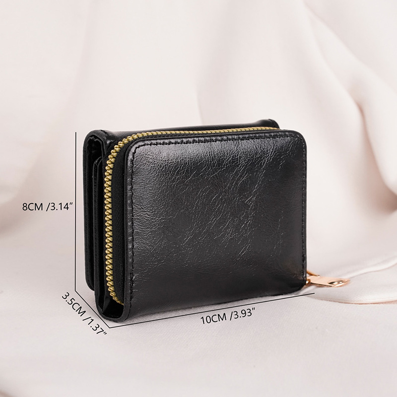 Credit card ID card cash wallet women's wallet small wallet short wallet card holder zipper wallet multi-layer trifold - Image 5