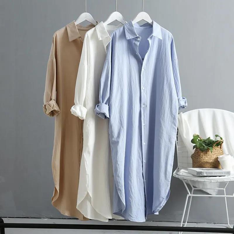 Same-day shipping. Women's cotton and linen white shirt, suitable for outerwear, 2026 style, loose fit, casual top, mid-length shirt. - Image 4
