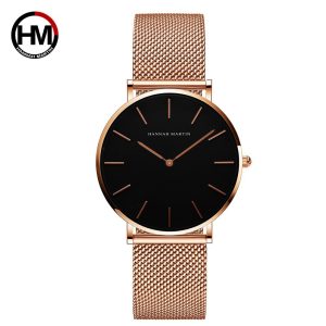 Japanese movement 36mm steel chain waterproof watch light luxury niche Nordic minimalist style steel mesh belt slim ladies watch