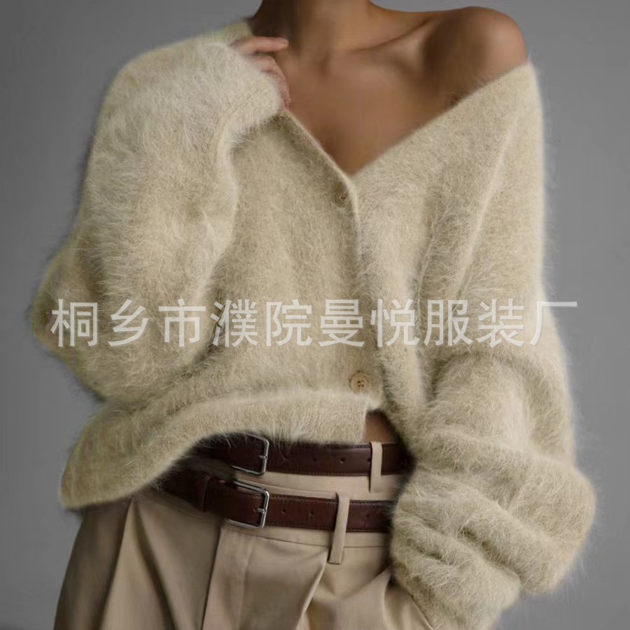 2026 Cross-Border Hot Selling Spring and Autumn Faux Mink Cardigan Women's Loose-fitting Sweater Coat Soft Long-Sleeved Knitwear - Image 6
