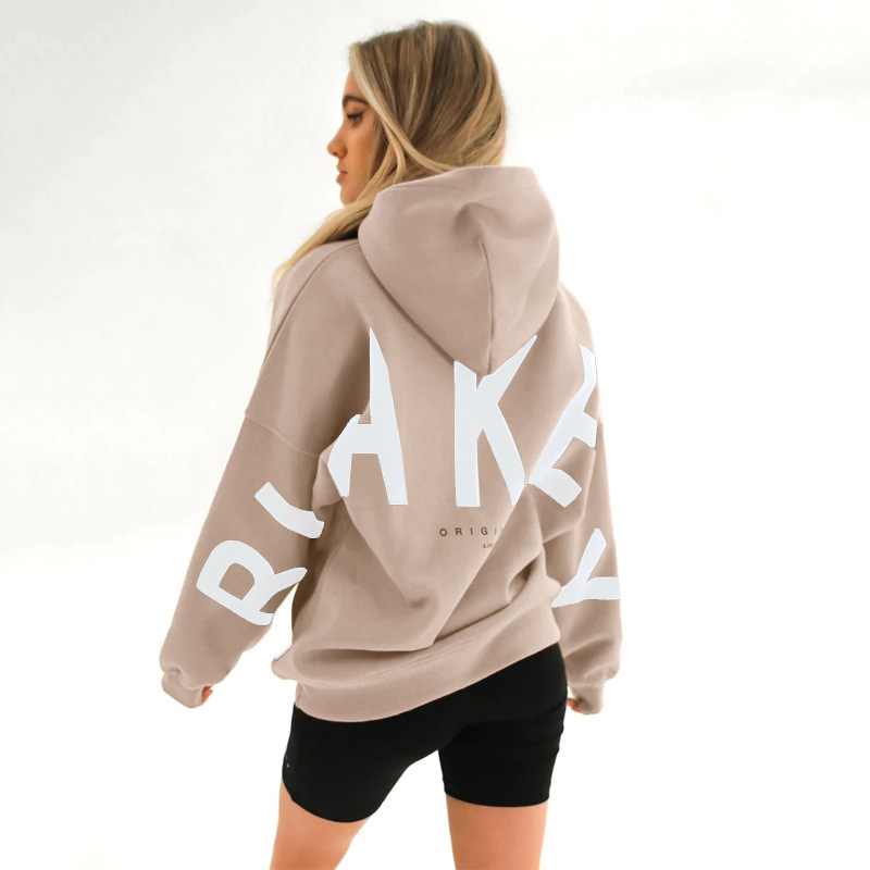 2023 new Amazon cross-border European and American fashion printing thickened versatile long-sleeved loose hooded sweatshirt for women - Image 18