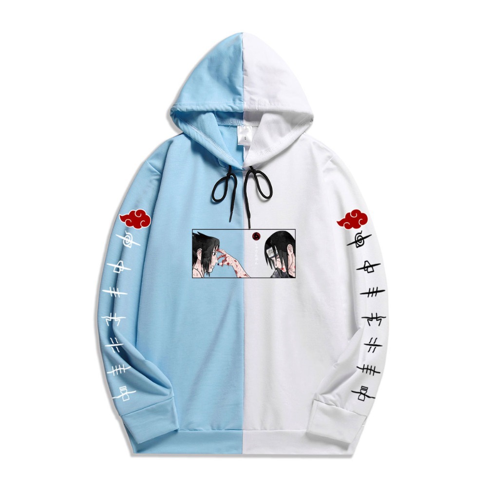 New Japanese anime Naruto thin couples two-color stitching fashion men's and women's same style hoodie - Image 7