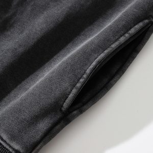 Creative butterfly print washed distressed hooded sweatshirt men's American high street hip-hop niche loose casual long sleeves