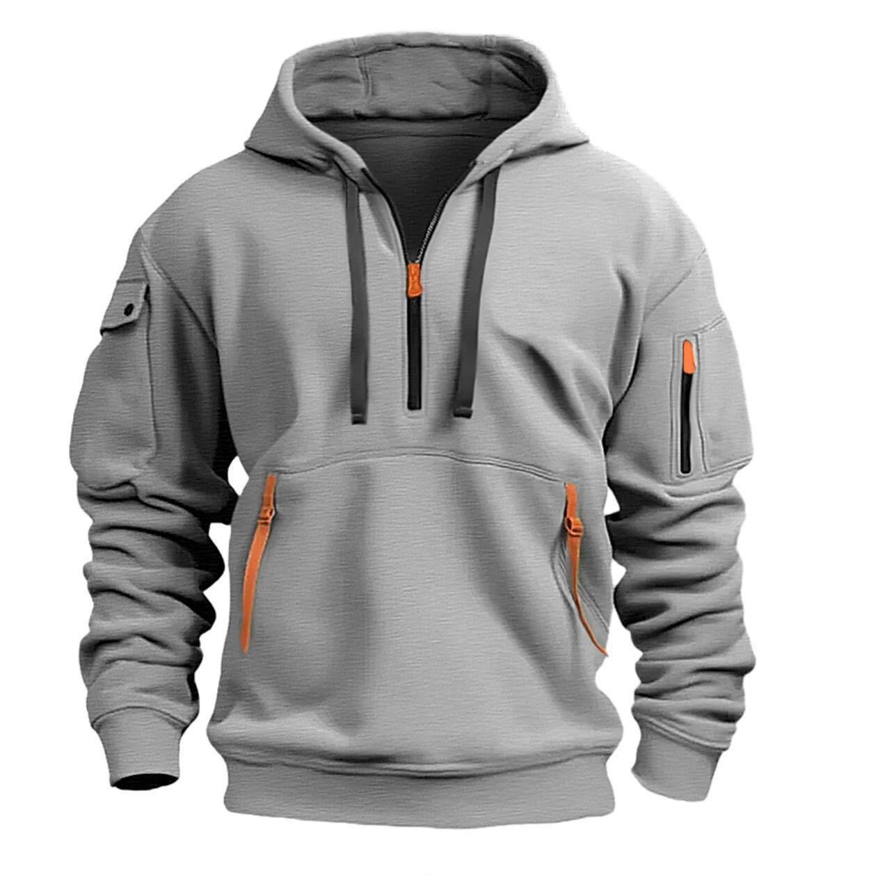 2024 new cross-border autumn and winter men's sweatshirt hooded zipper multi-pocket pullover men's sports casual jacket - Image 13