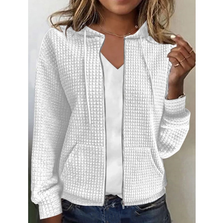 2023 European and American cross-border women's clothing Amazon independent station AliExpress zipper hooded cardigan long-sleeved sweatshirt jacket - Image 2
