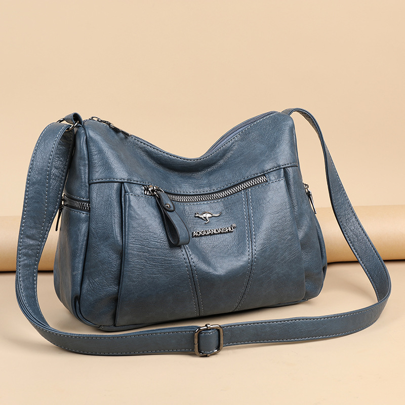 Cross-border women's bag soft leather shoulder bag trendy retro fashion Messenger bag large capacity elegant temperament mother bag - Image 3
