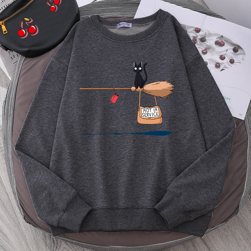 Cross-border autumn and winter girls' clothing cute witch broom kitten plus velvet round neck long-sleeved sweater loose casual jacket - Image 13