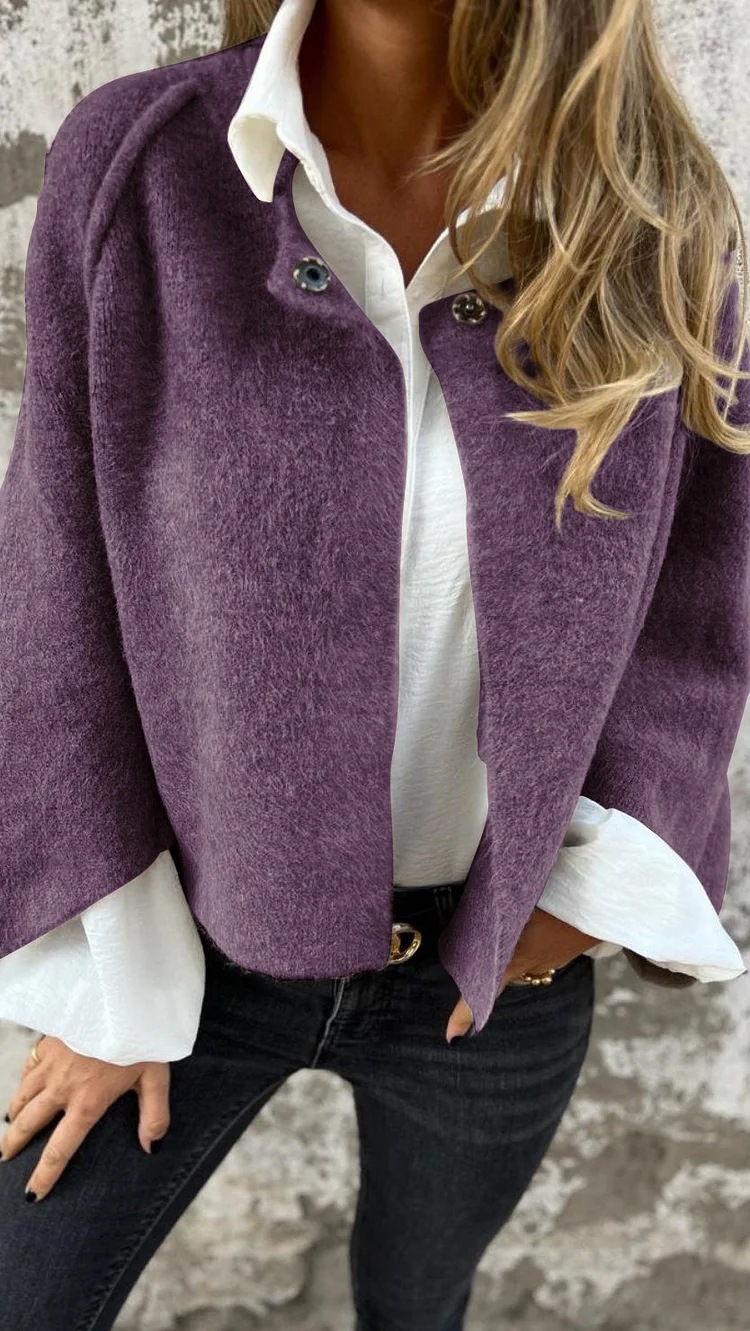 2024 Independent Station Foreign Trade AliExpress_Autumn and Winter Loose Short Cashmere Long Sleeve Jacket - Image 7