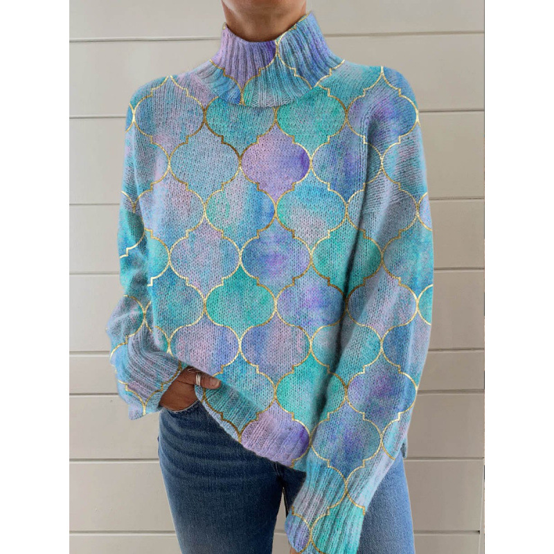 New Christmas Abstract Print Casual Cape Cardigan Sweater for Foreign Trade and Cross-Border - Image 7