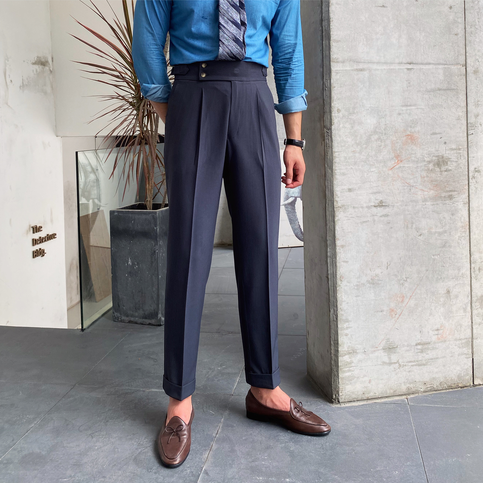 2024 new homemade men's Naples British drape high waist straight pants autumn casual pants trendy trousers - Image 6