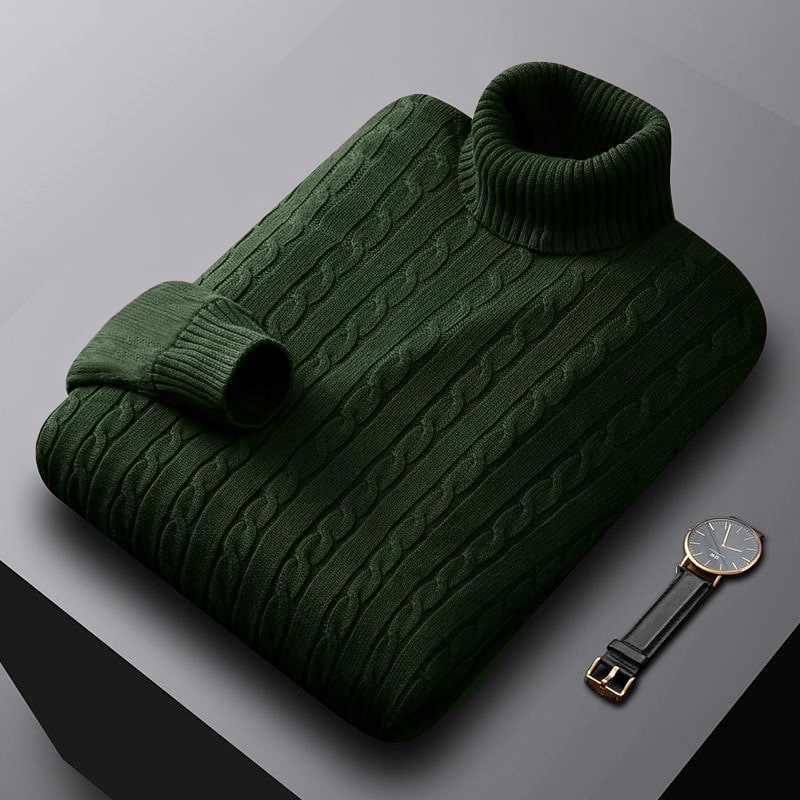 Foreign trade solid color sweater men's turtleneck jacket trendy Korean version loose plus size casual all-match knitted pullover - Image 4