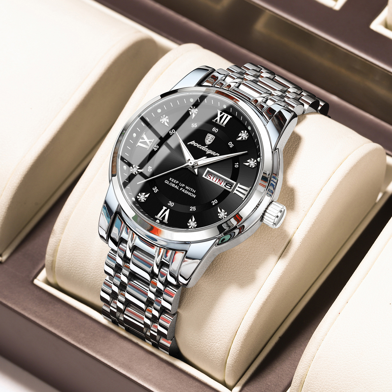Swiss brand waterproof new men's watch dual calendar luminous quartz watch live broadcast foreign trade hot sale one piece drop shipping - Image 20
