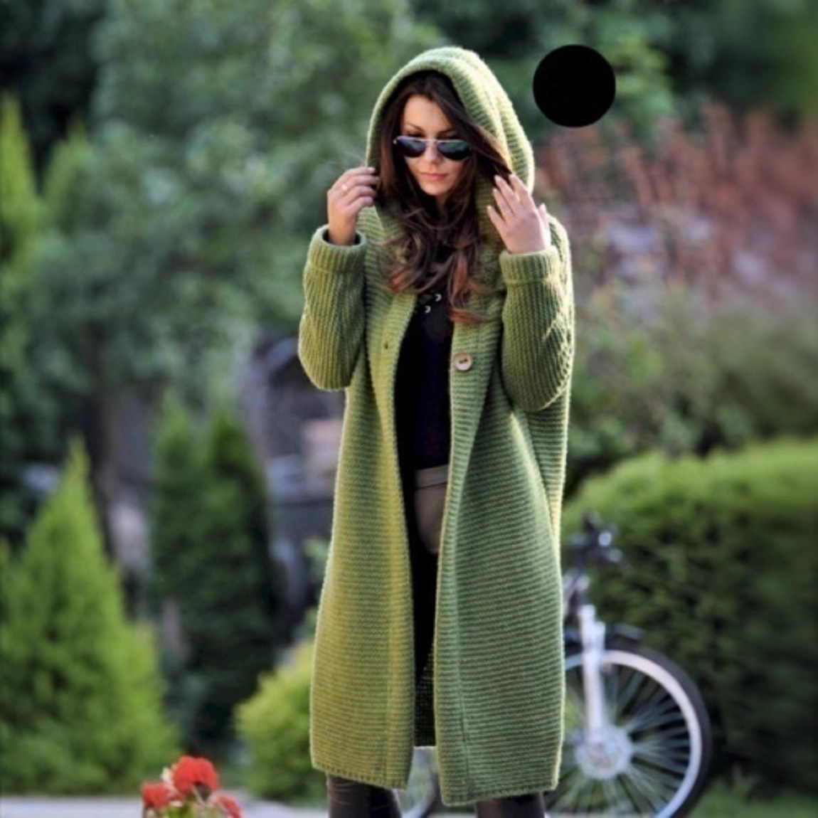 2025 Spring New Women's Clothing Cross-border eBay Amazon Wish Mid-length Sweater Hooded Cardigan Women's Knitwear - Image 3