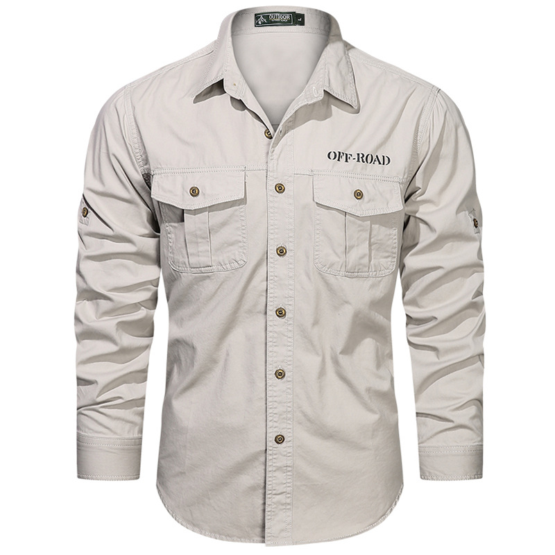 2024 Spring and Autumn New Shirt Men's Long Sleeve Cotton Casual Solid Color Shirt Middle-aged and Young Worker Slim Jacket - Image 7