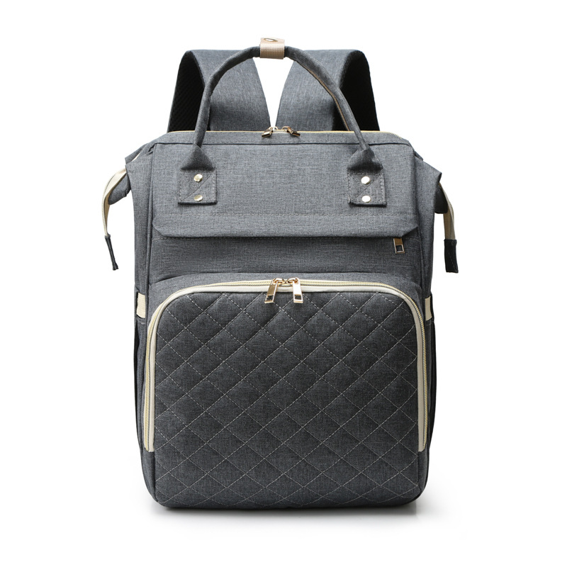 Cross-border classic mommy bag embellished with small coin purse multi-function USB charging mother and baby bag light solid color mommy bag - Image 8
