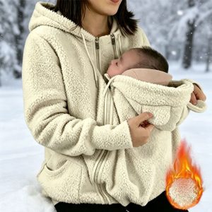Cross-border e-commerce AliExpress 2026 Autumn/Winter European and American style lamb fleece zip-up cardigan sweatshirt women's fleece-lined and thickened parent-child outfit