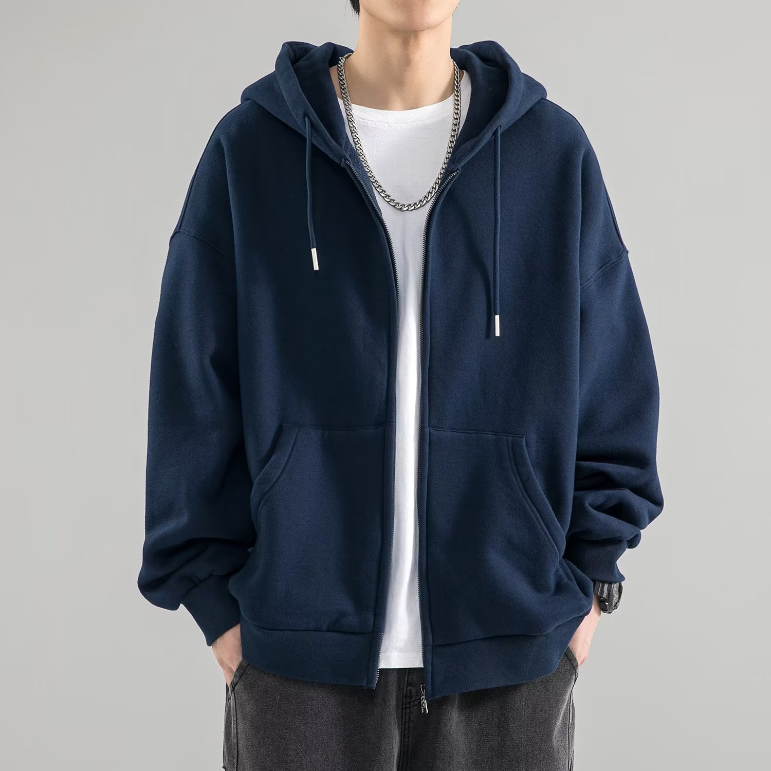 Heavy cardigan sweatshirt men's spring and autumn American fashion brand autumn jacket boys' clothes couple's top hooded jacket - Image 11