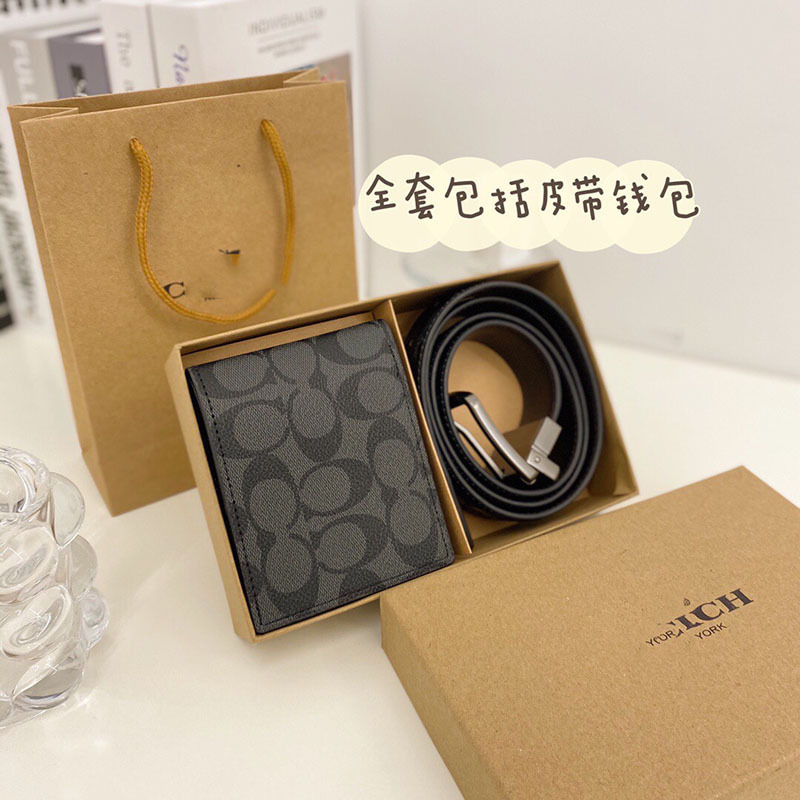 Wallet belt combination pu pin buckle business middle-aged literary retro belt gift box - Image 4