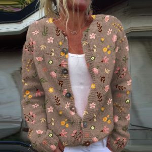 2024 New 3D Digital Printed Cardigan Knitted Jacket Women's Clothing Early Spring and Autumn Factory Wholesale