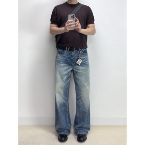 2025 American Style Jeans, Fighting Denim King Snowflake Pattern Light Blue Washed Distressed Straight Leg Jeans